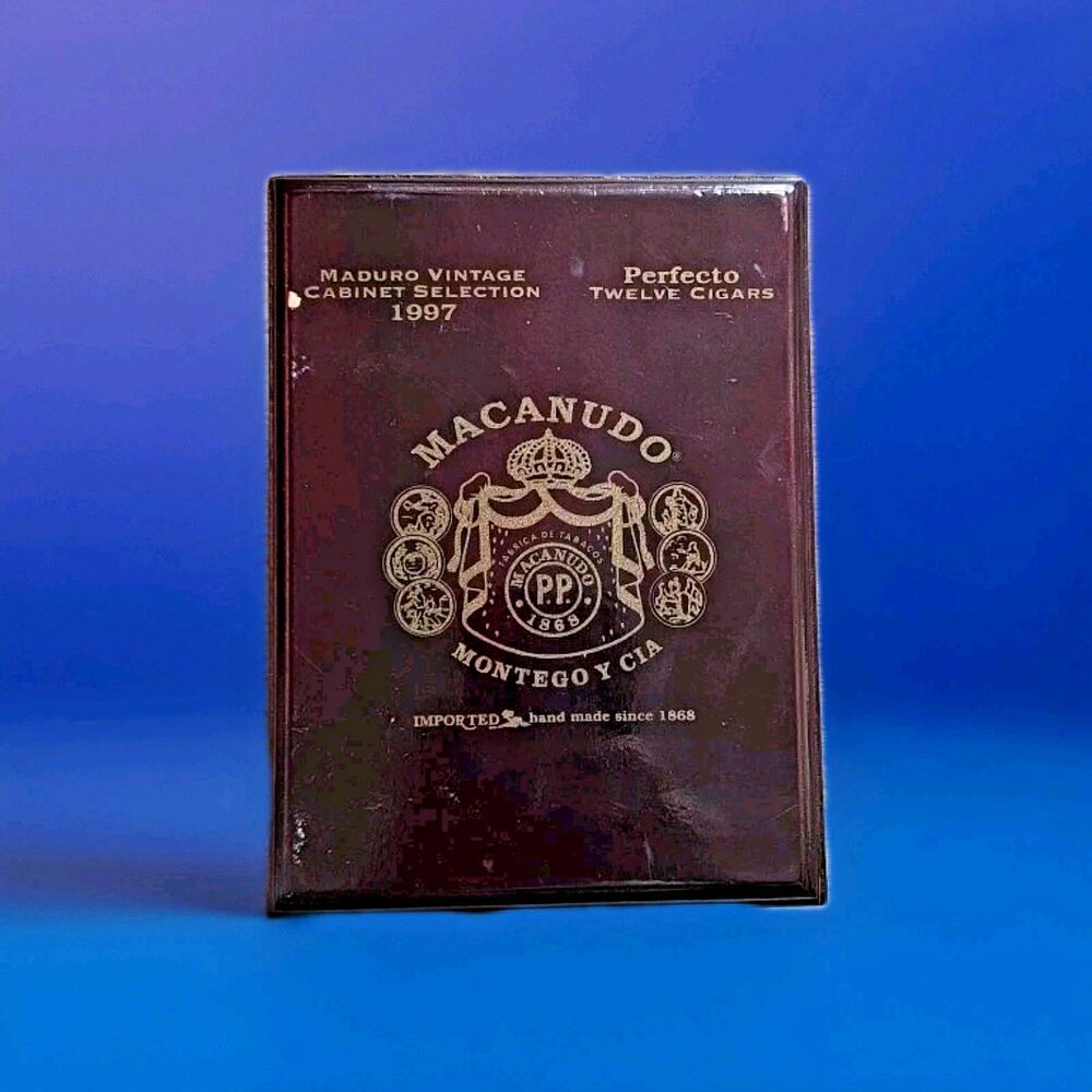 🚬 Macanudo Perfecto 1997 Maduro Vintage Empty Wood Cigar Box 7.5" x 5.5" x 3.75